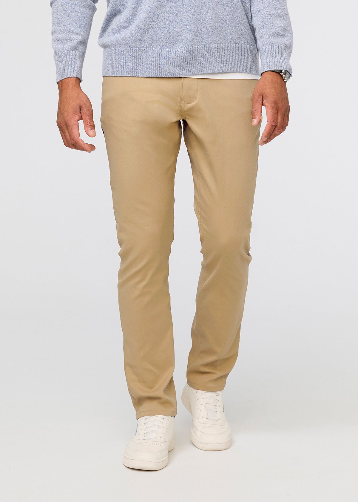 mens khaki relaxed fit stretch pant front