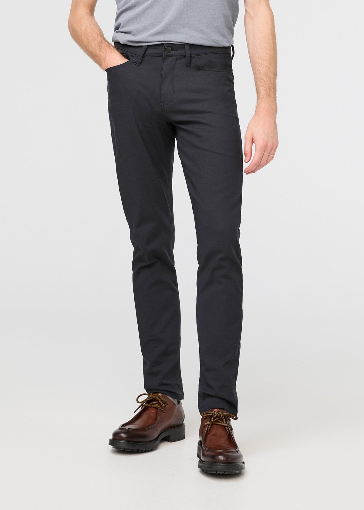 mens black slim fit stretch pant front