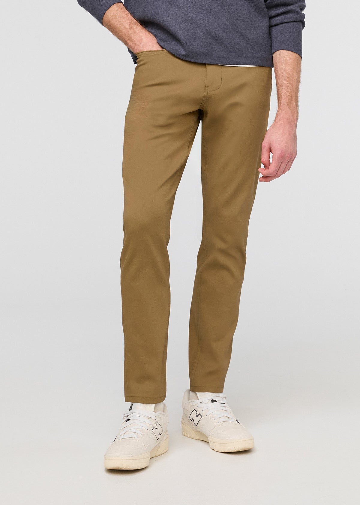 mens khaki slim fit stretch pant front