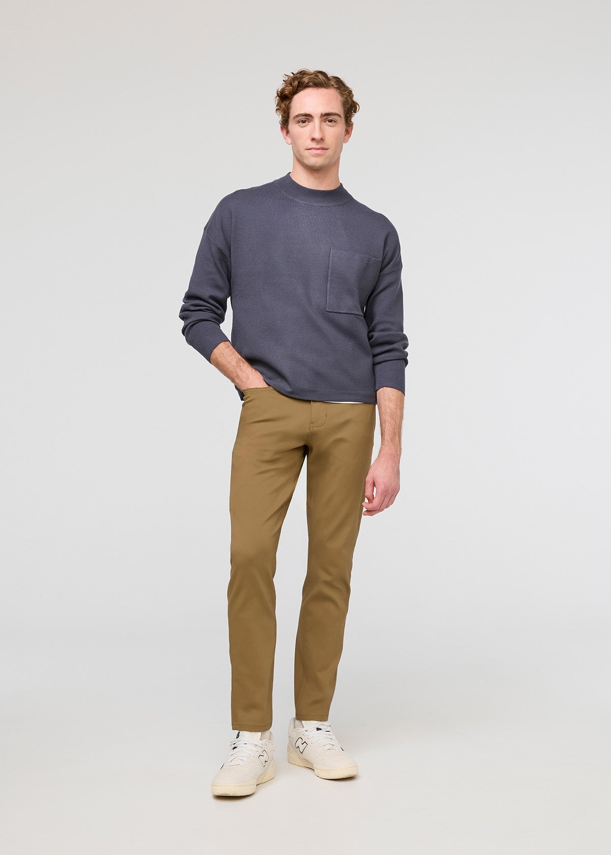 mens khaki slim fit stretch pant full body