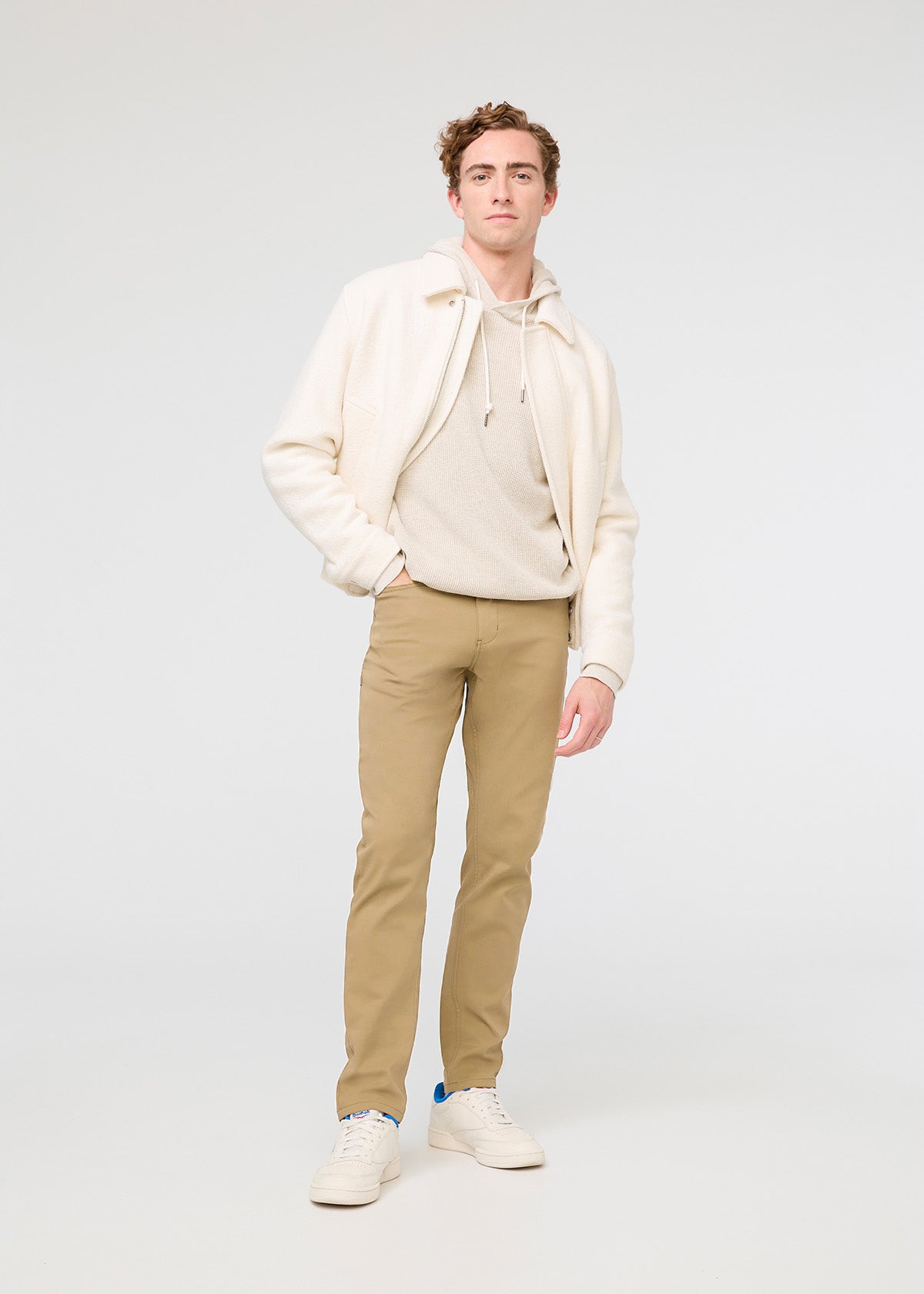 mens khaki slim fit stretch pant full body