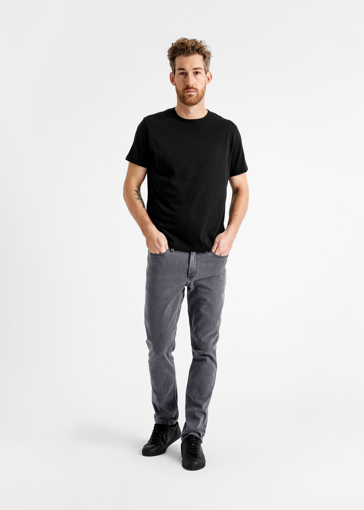 grey slim fit stretch jeans full body