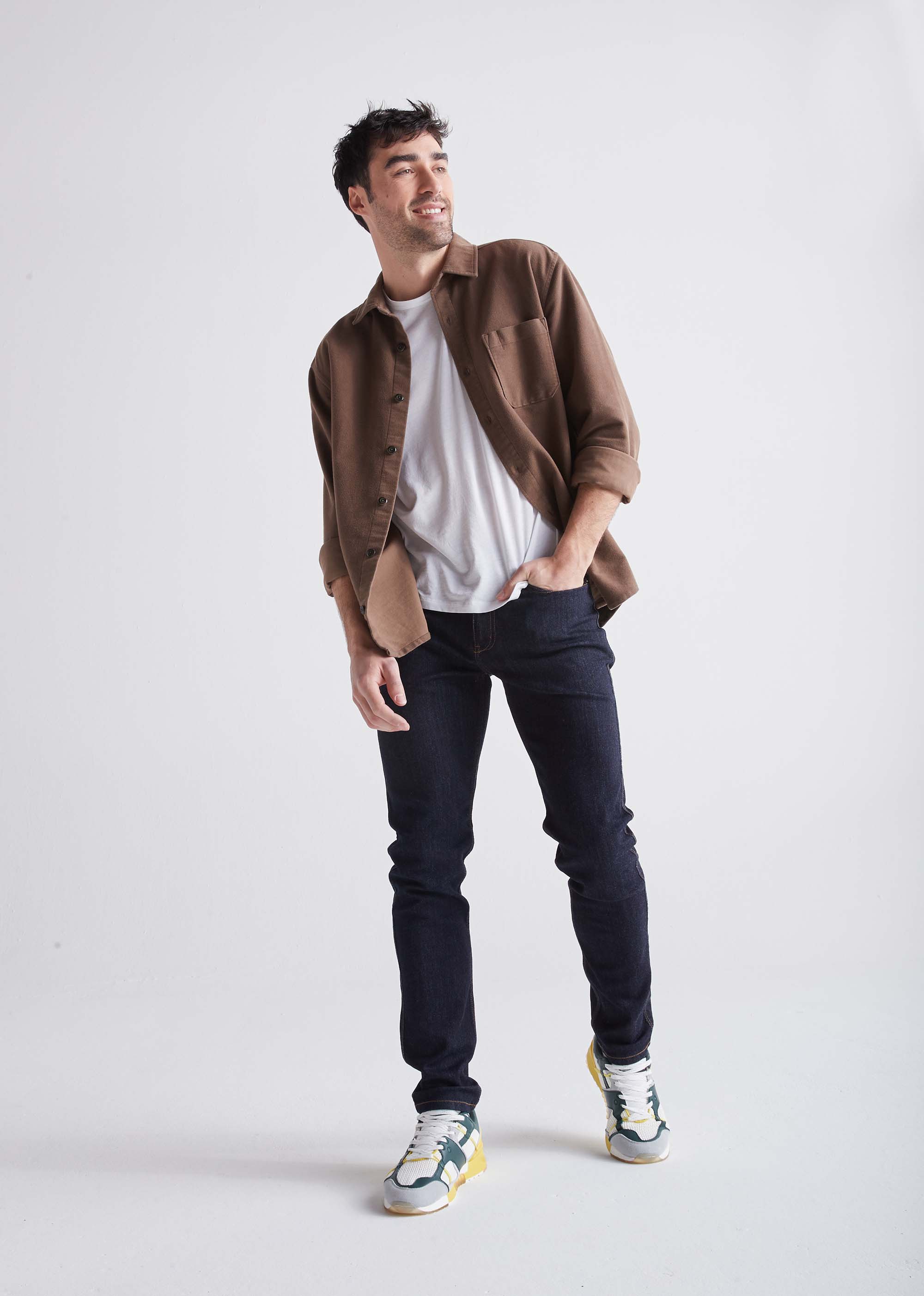 mens dark blue slim fit stretch jeans full body stylized