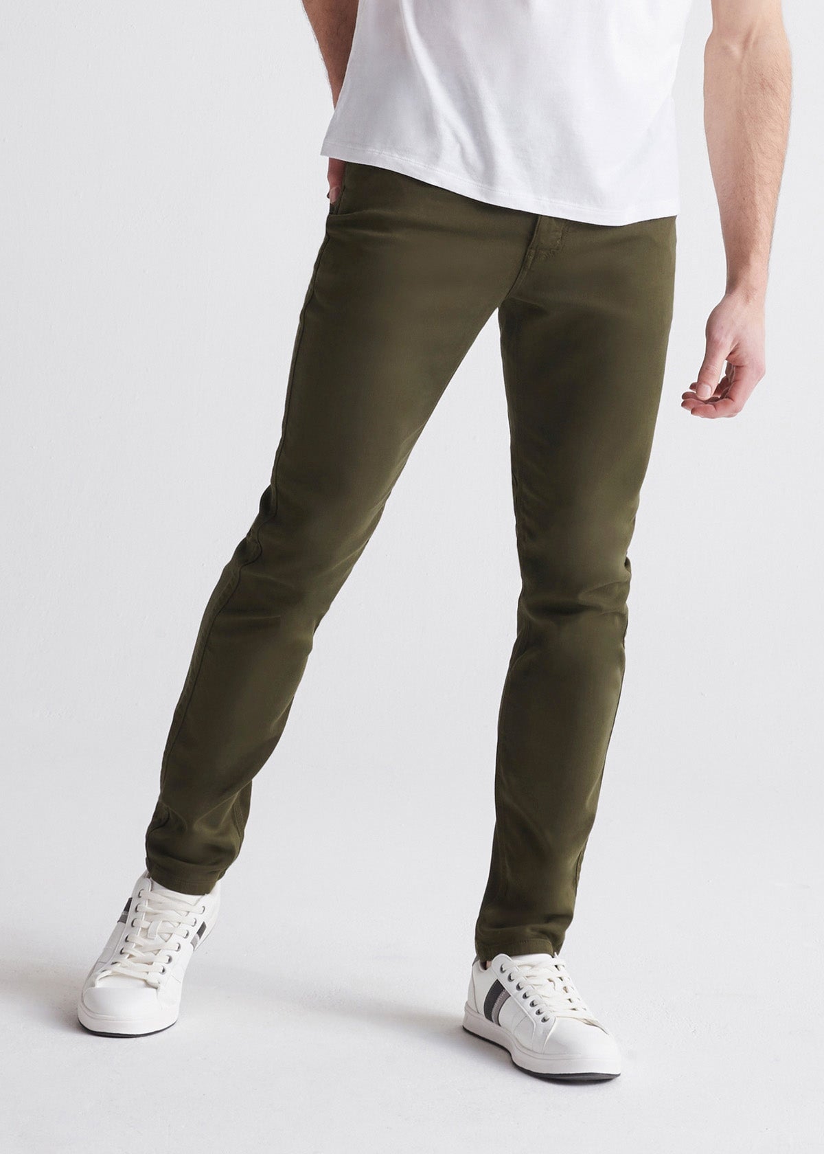 mens army green slim fit dress sweatpant front