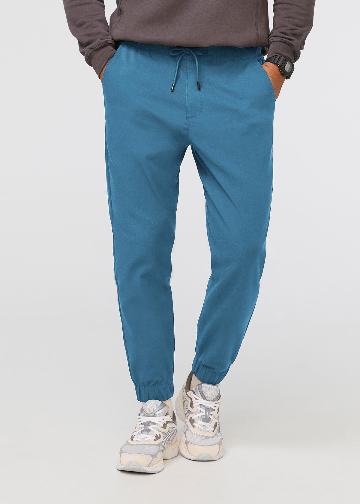 mens blue athleisure jogger front