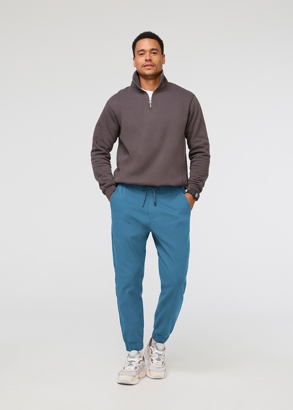 mens blue athleisure jogger full body