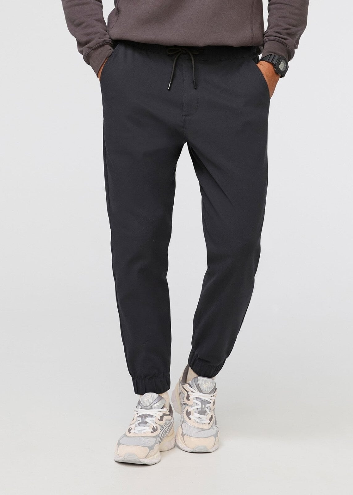 mens black athleisure jogger front