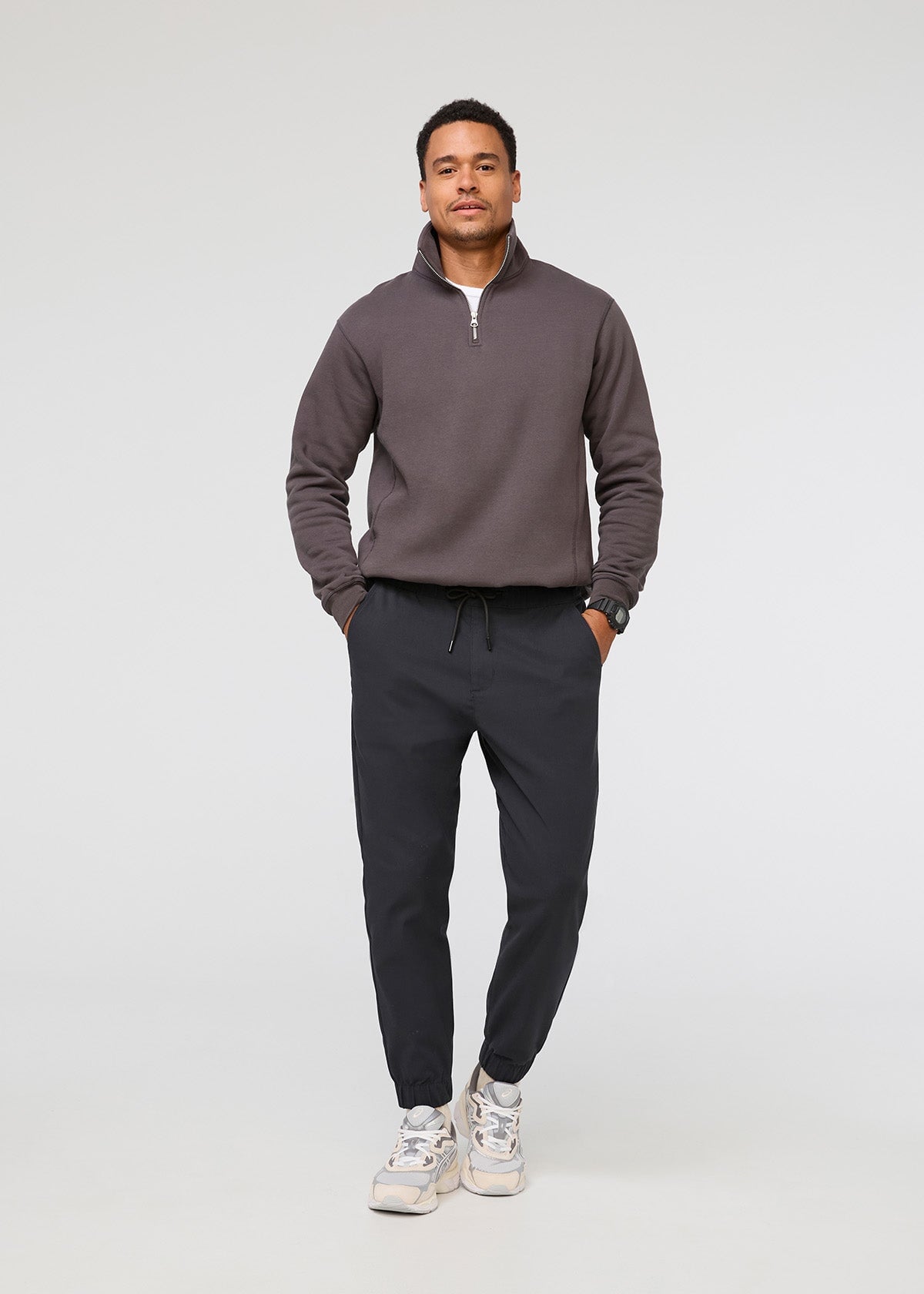 mens black athleisure jogger full body