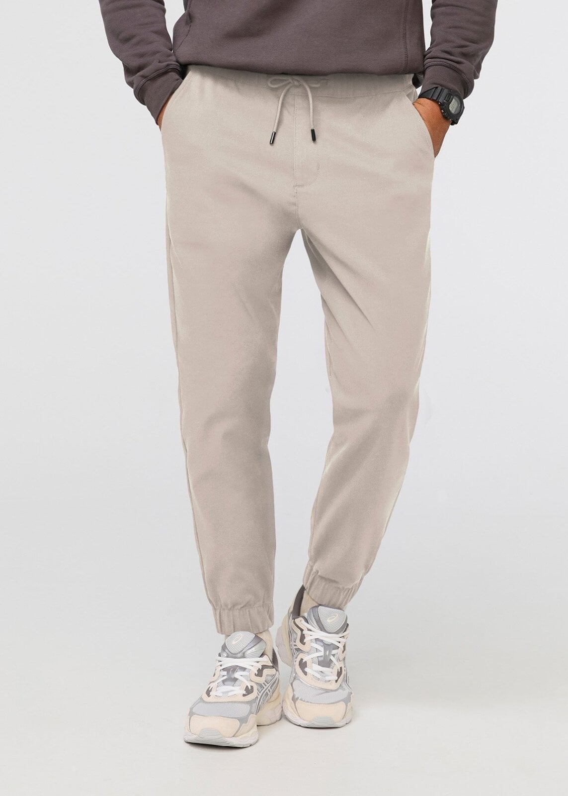 mens light khaki athleisure jogger front