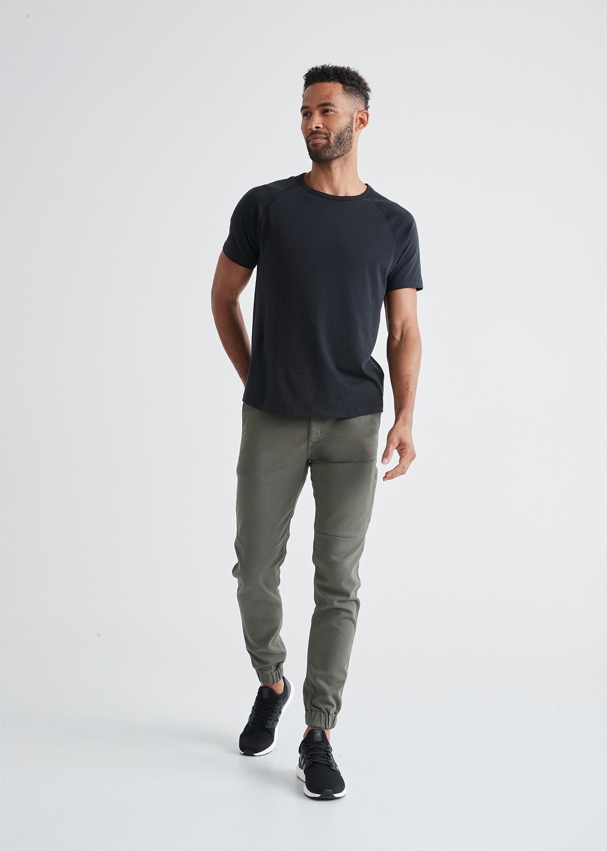 mens light green athletic jogger full body