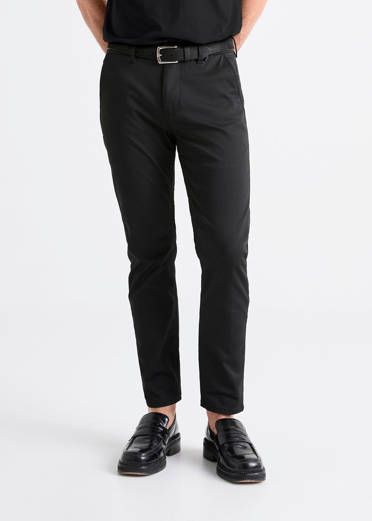 Men's Black Slim Fit Stretch Dress Pant Front