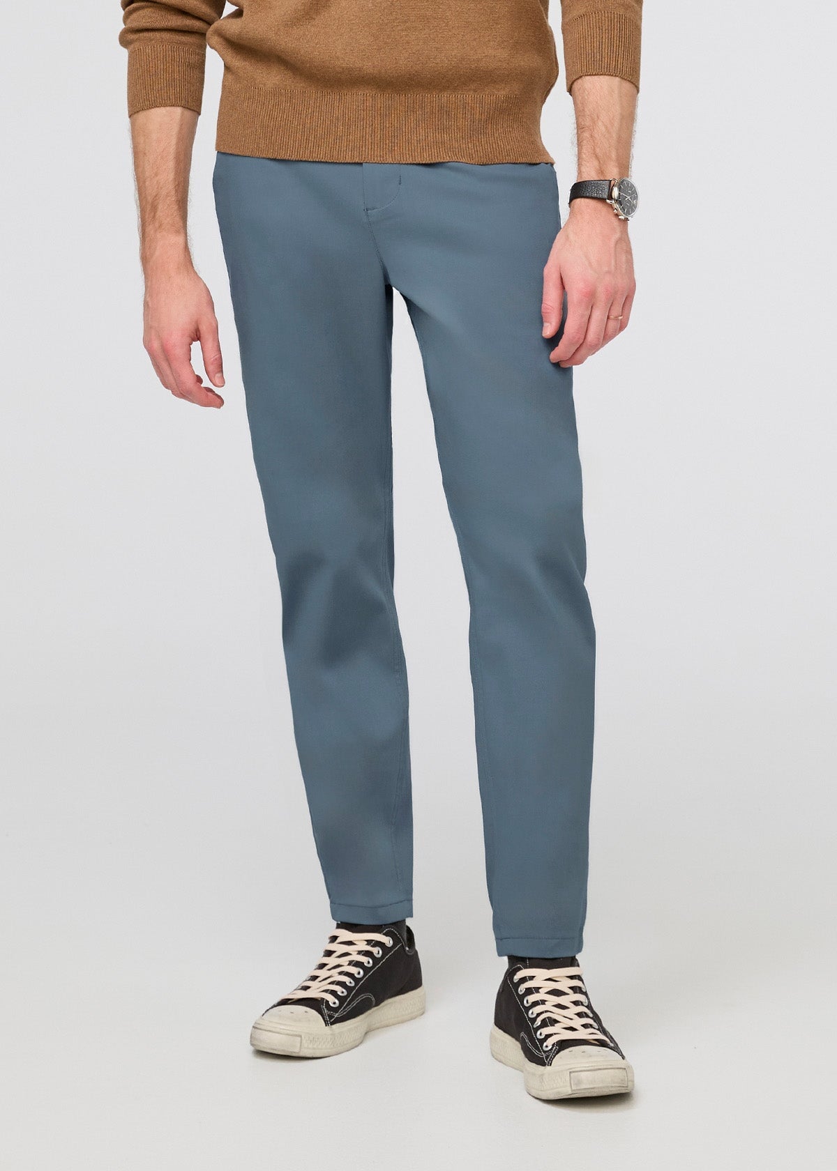 mens light blue stretch flex pant front