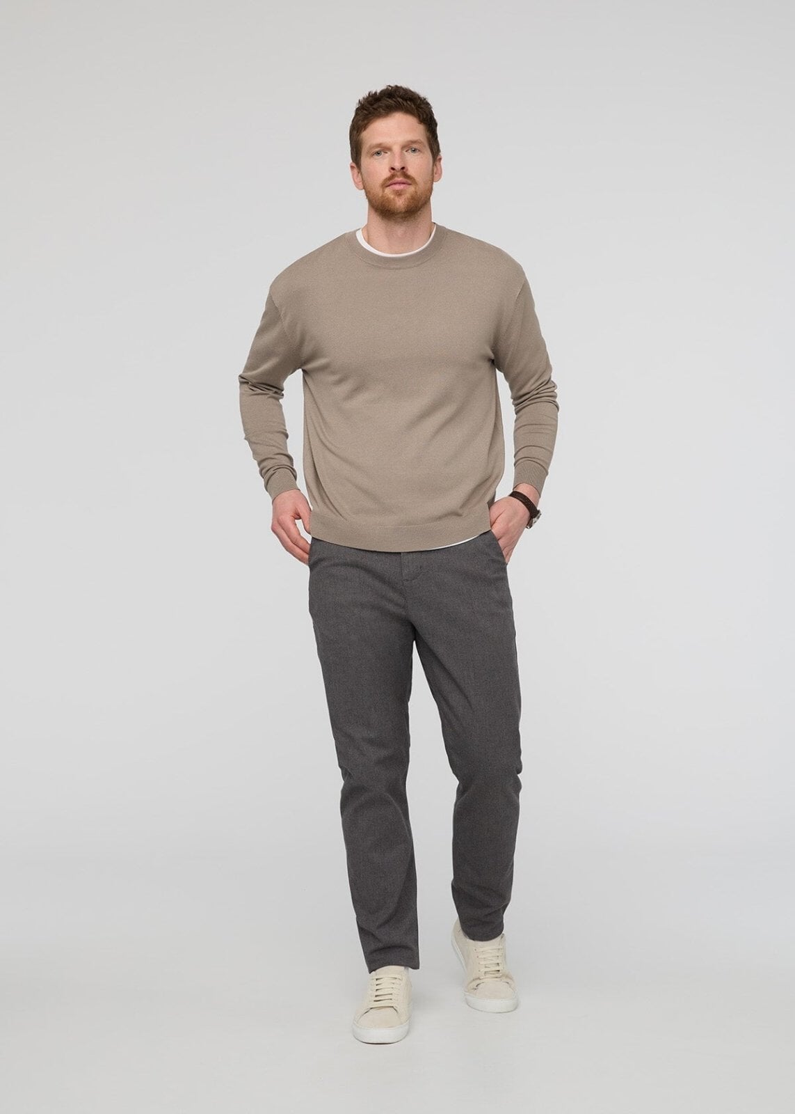 mens stretch heather grey chino pants full body