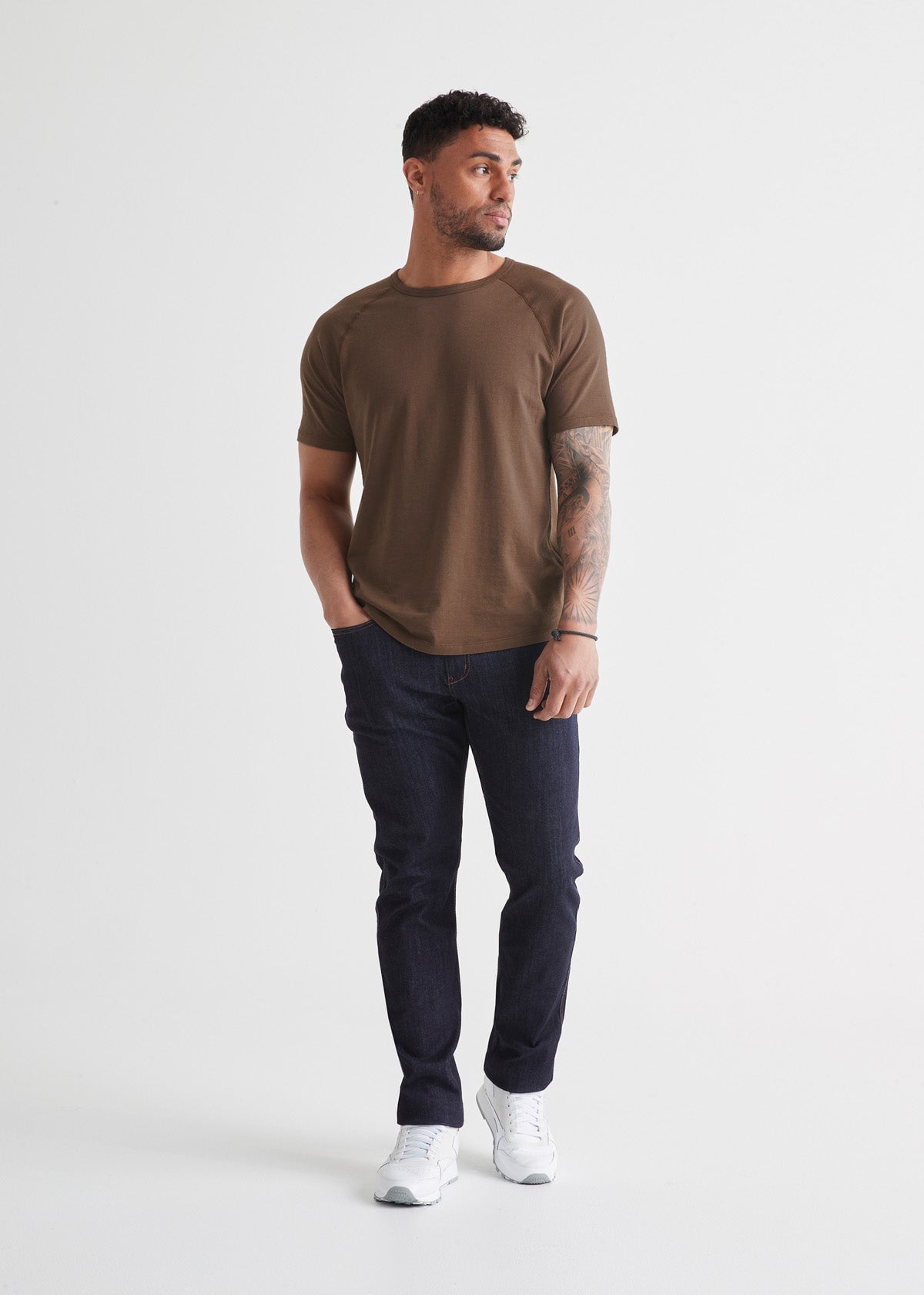 mens brown soft midweight t-shirt full body