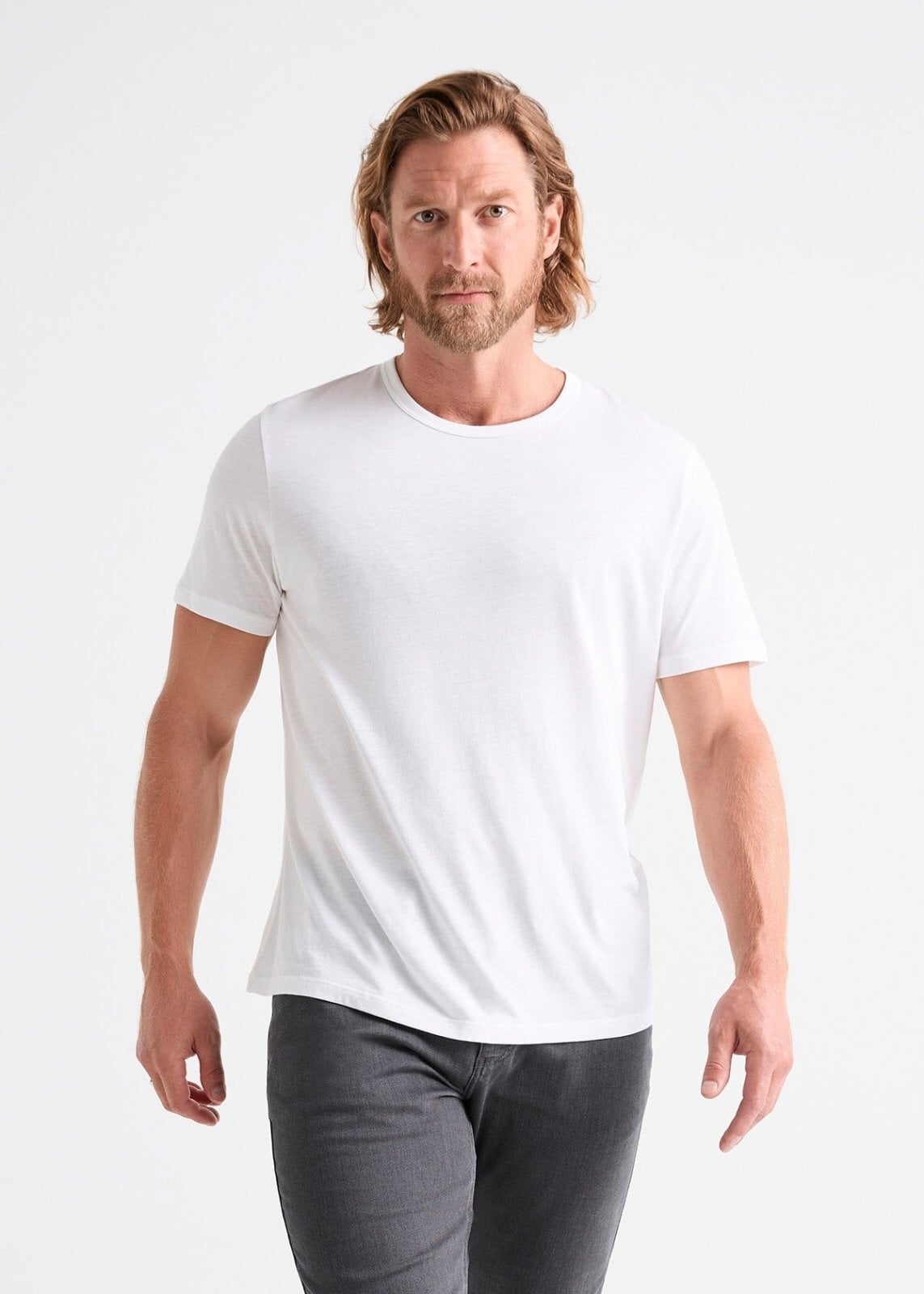 mens 100% Pima cotton white t-shirt front