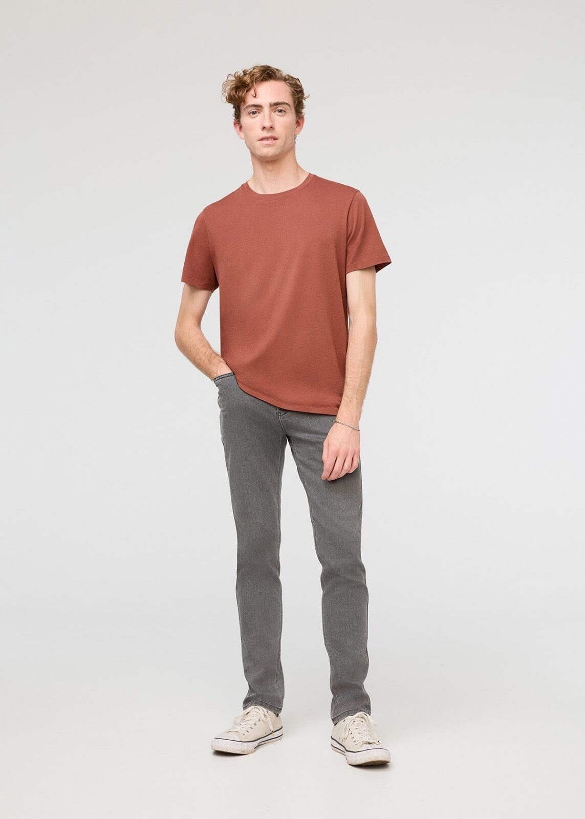 mens 100% Pima cotton rust t-shirt full body