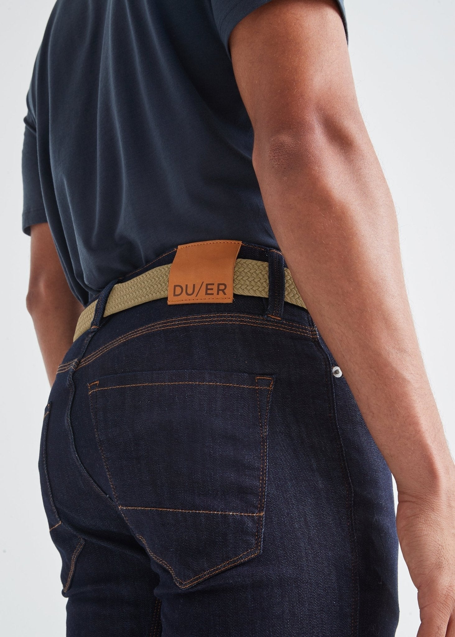 mens beige performance stretch belt back