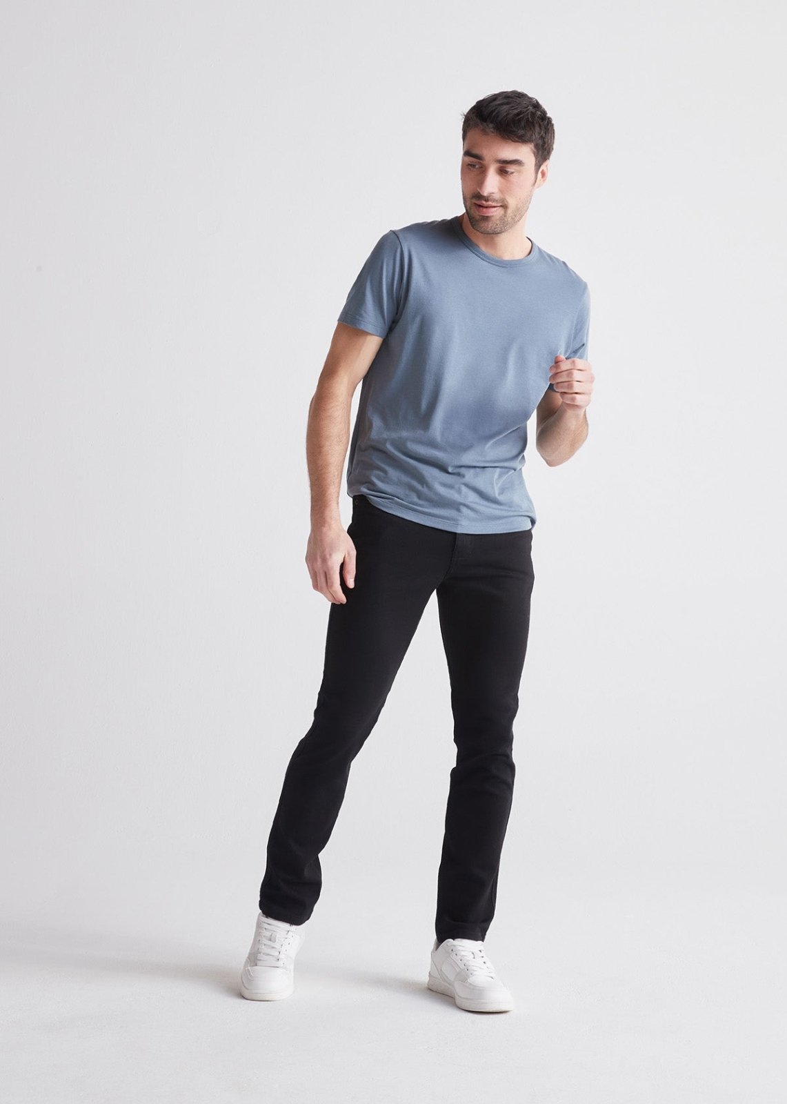 black slim fit stretch jeans full body