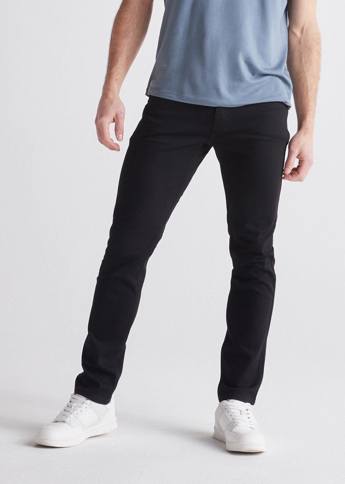 black slim fit stretch jeans front